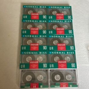 NWOT Lot of 10 VTG Maxell Blank Audio Cassette Tapes UR-90 Normal Bias